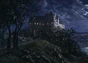 Ernst Oppler Burg Scharfenberg at Night oil painting